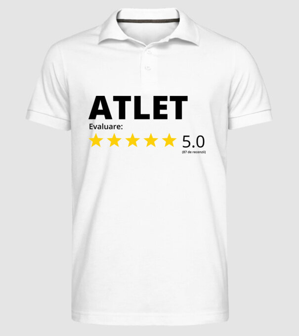 Evaluare 5 ATLET model alb pe tricou
