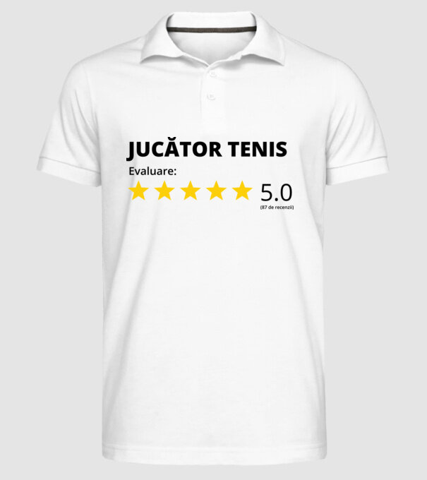 Evaluare 5 JUCĂTOR de TENIS model alb pe tricou