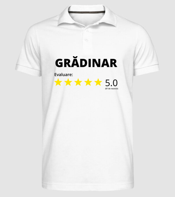 Evaluare Grădinar model alb pe tricou