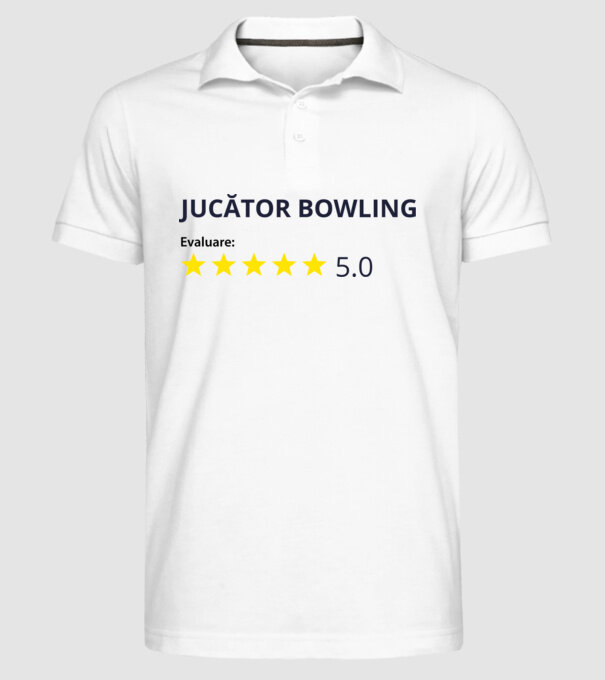evaluare: jucător bowling de 5 stele model alb pe tricou