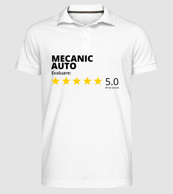 Evaluare - MECANIC AUTO model alb pe tricou