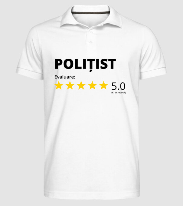 Evaluare - POLIȚIST model alb pe tricou