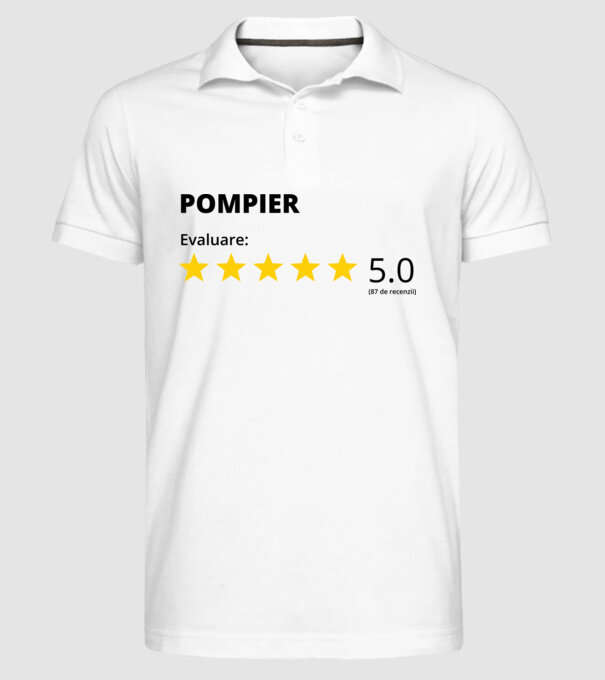 Evaluare - POMPIER model alb pe tricou