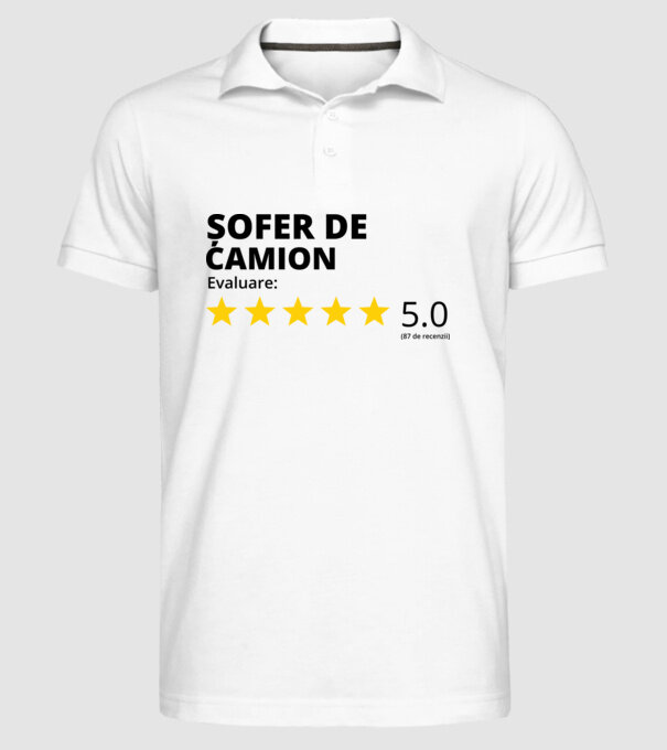 Evaluare - ȘOFER DE CAMION model alb pe tricou