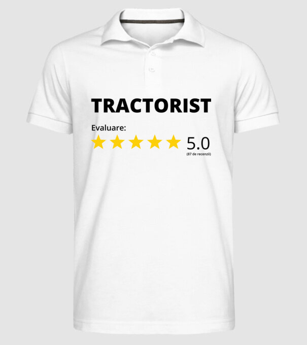 Evaluare - TRACTORIST model alb pe tricou