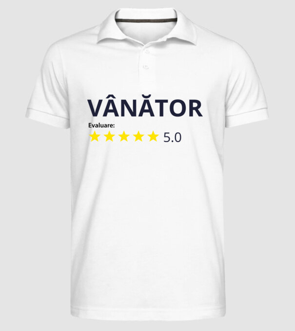 evaluare: vânător de 5 stele model alb pe tricou
