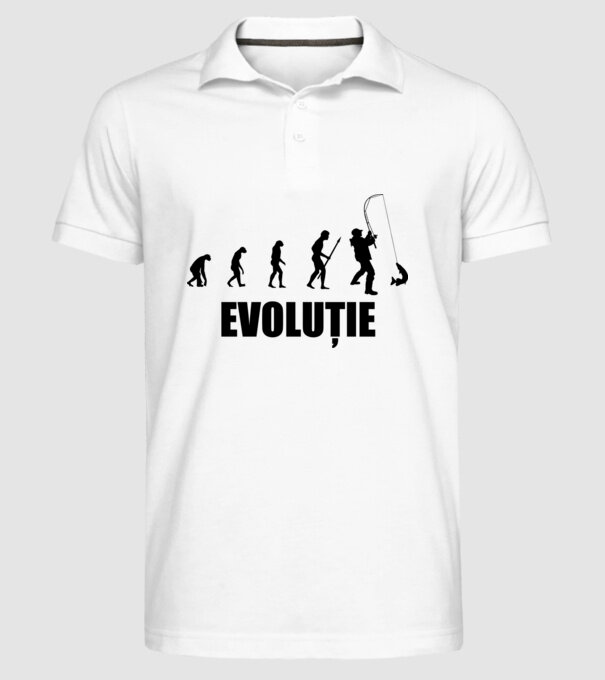 Evoluție Pescuit model alb pe tricou