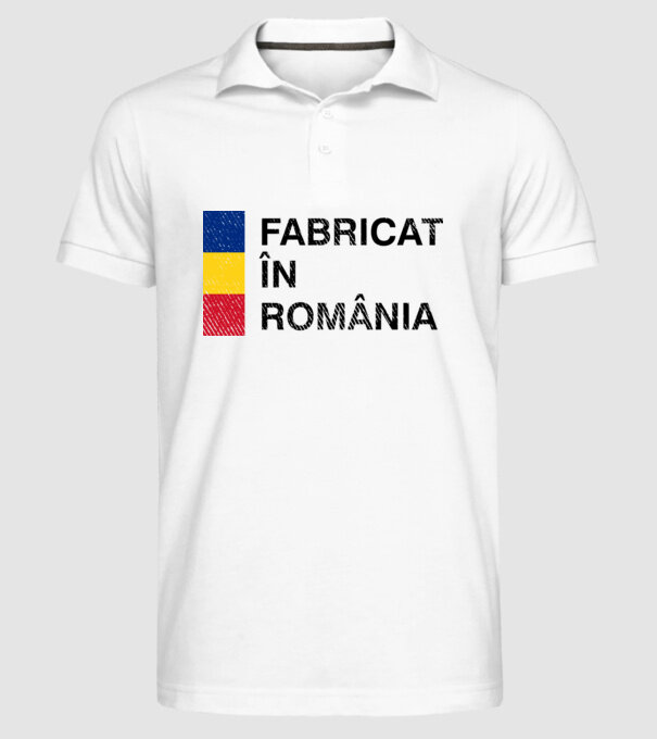 Fabricat în România model alb pe tricou