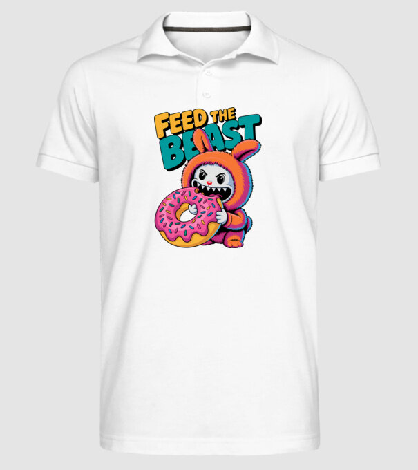 Feed the beast model alb pe tricou
