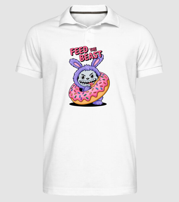 Feed the beast model alb pe tricou