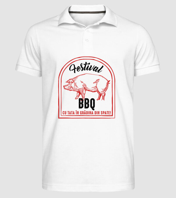 Festival BBQ - cu tata în grădina din spate! model alb pe tricou