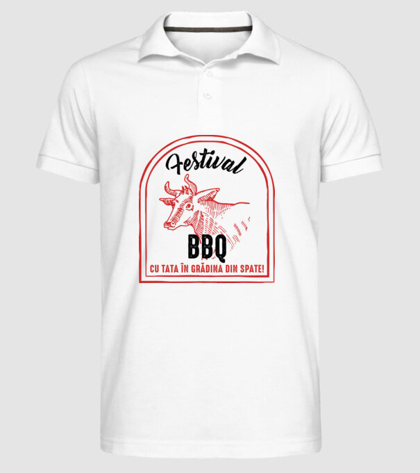 Festival BBQ - cu tata în grădina din spate! model alb pe tricou