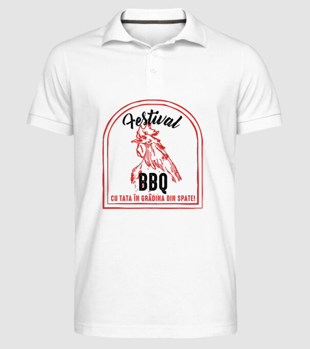 Festival BBQ - cu tata în grădina din spate! model alb pe tricou