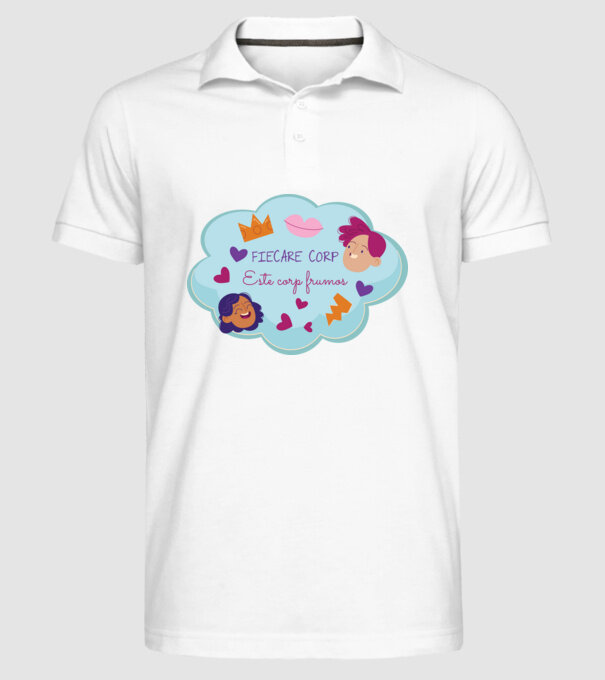 Fiecare corp model alb pe tricou