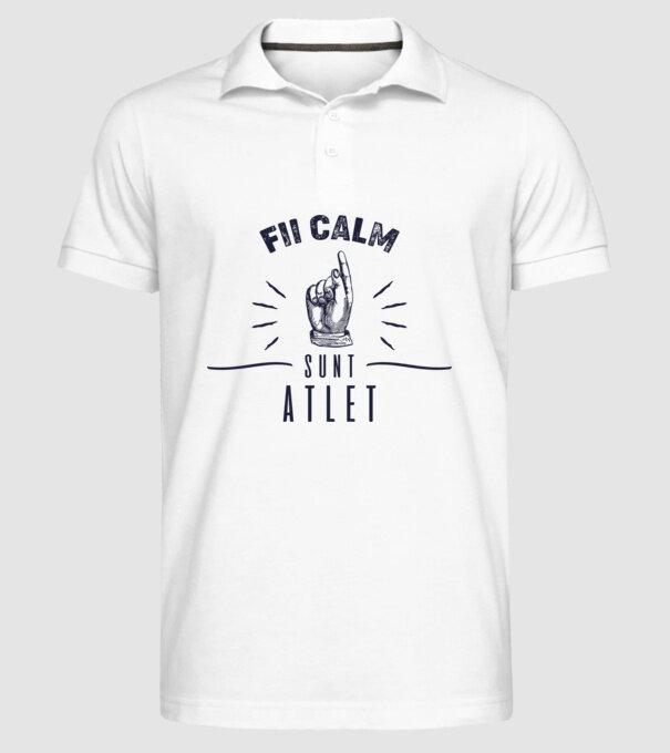 Fii calm, sunt ATLET model alb pe tricou