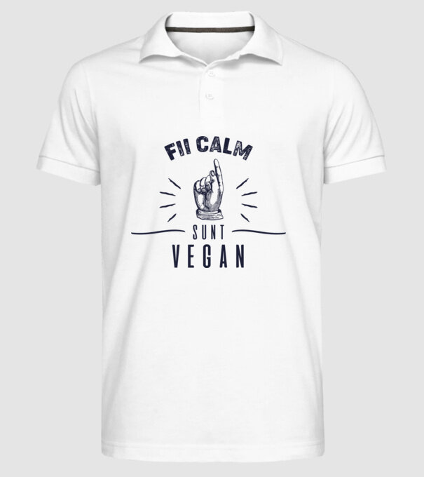 fii calm, sunt VEGAN model alb pe tricou