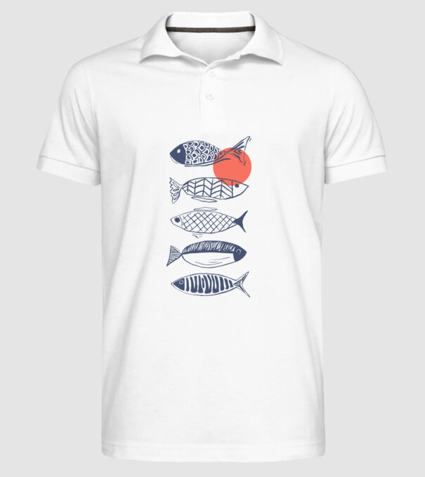 Fish model alb pe tricou
