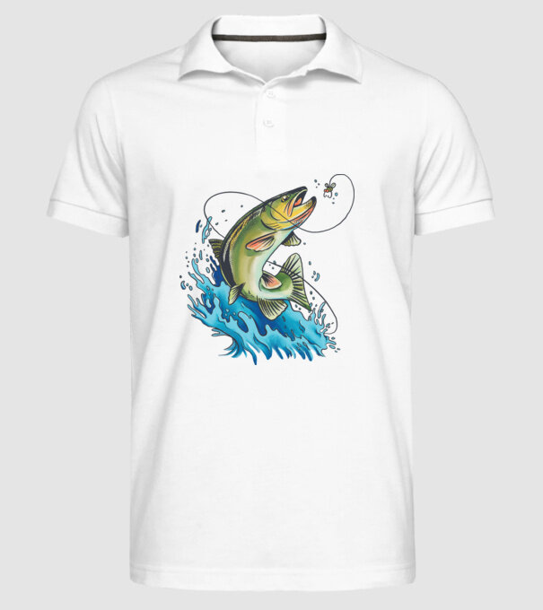 Fish model alb pe tricou