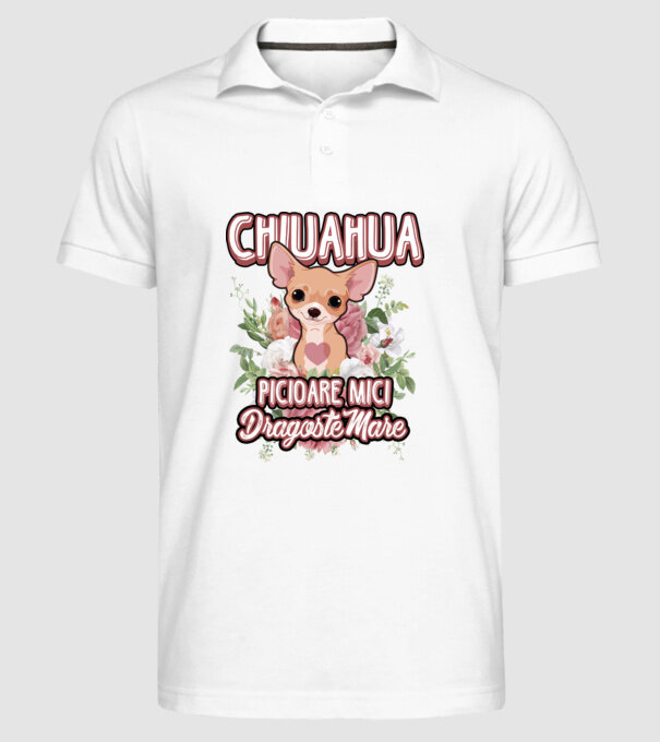 chihuahua : picioare mici dragoste mare model alb pe tricou