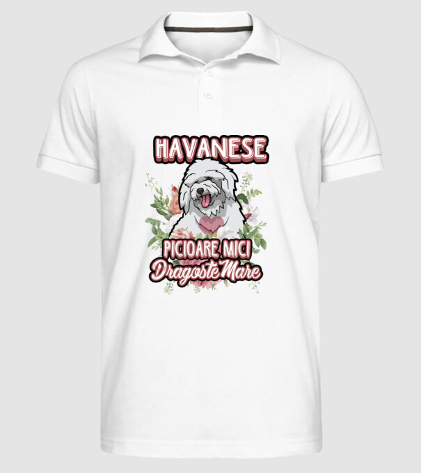 havanese : picioare mici dragoste mare model alb pe tricou