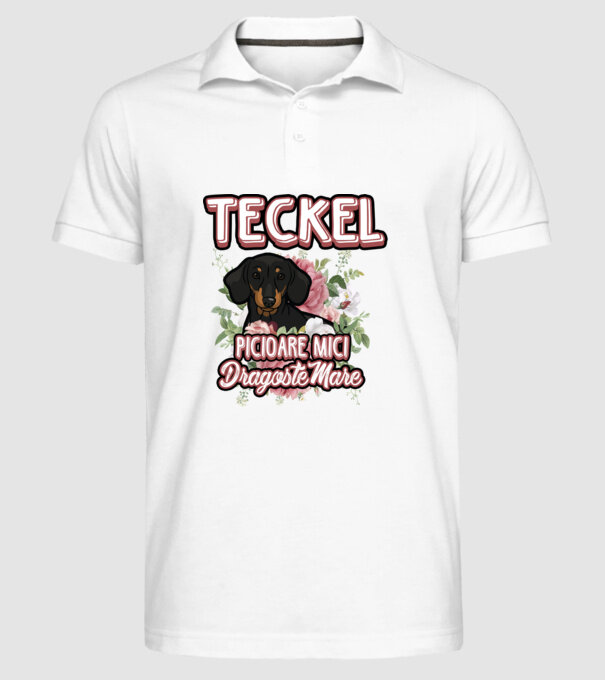 teckel : picioare mici dragoste mare model alb pe tricou