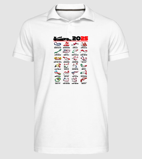 F1 calendar 2025 Alb model alb pe tricou