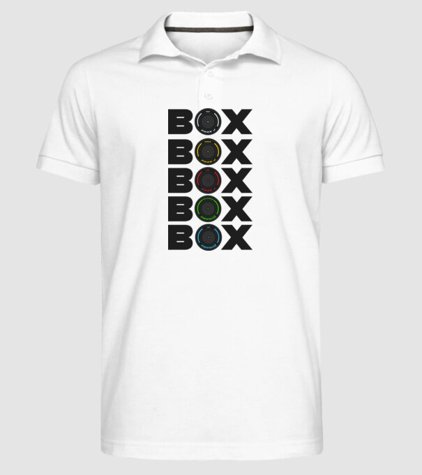 Forma1 box model alb pe tricou