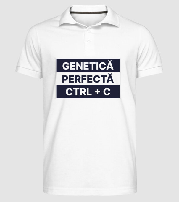Genetică perfectă CTRL + V model alb pe tricou