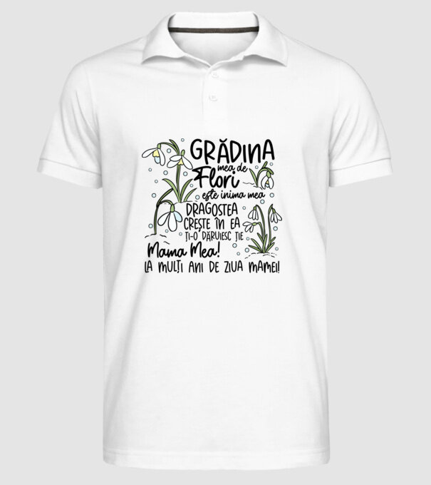 Grădina mea de flori model alb pe tricou