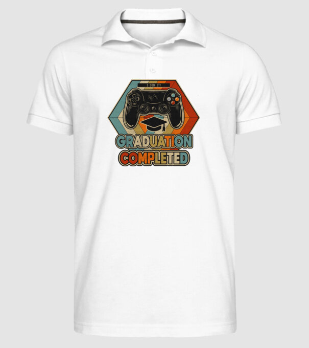 Graduatuion completed retro model alb pe tricou