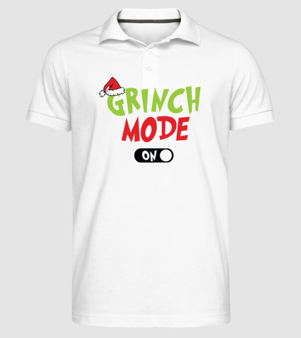 Grinch Mode model alb pe tricou