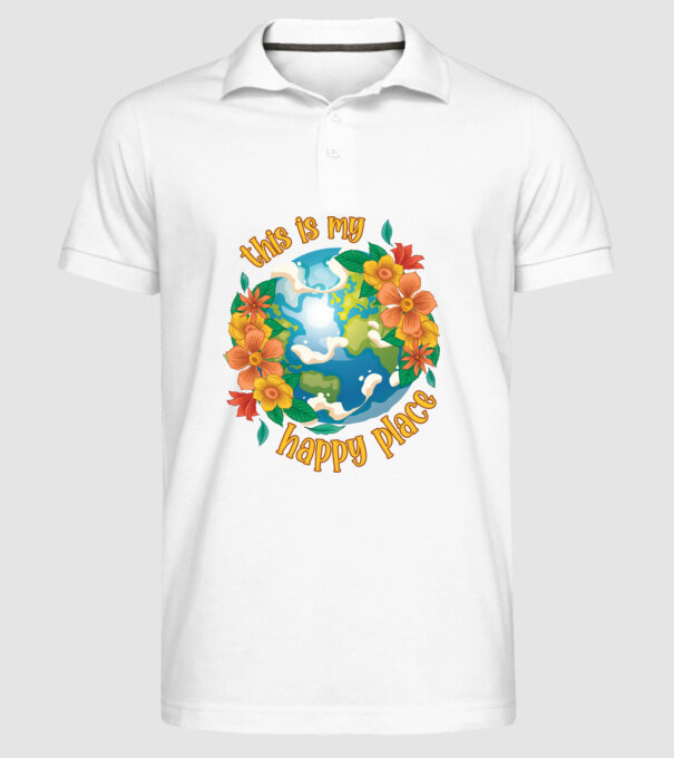 Happy Place model alb pe tricou