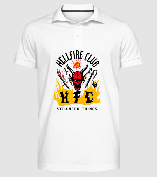 hellfire club 86 stranger things model alb pe tricou