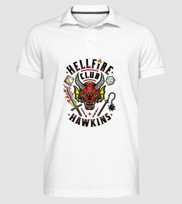 hellfire club hawkins model alb pe tricou