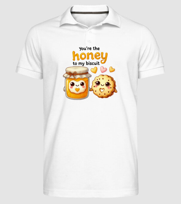 Honey to my Biscuit model alb pe tricou