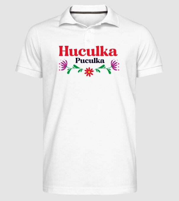 Huculka Puculka model alb pe tricou