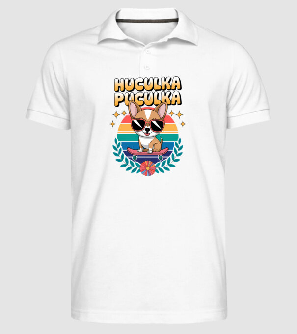 Huculka Puculka Câine 2 model alb pe tricou