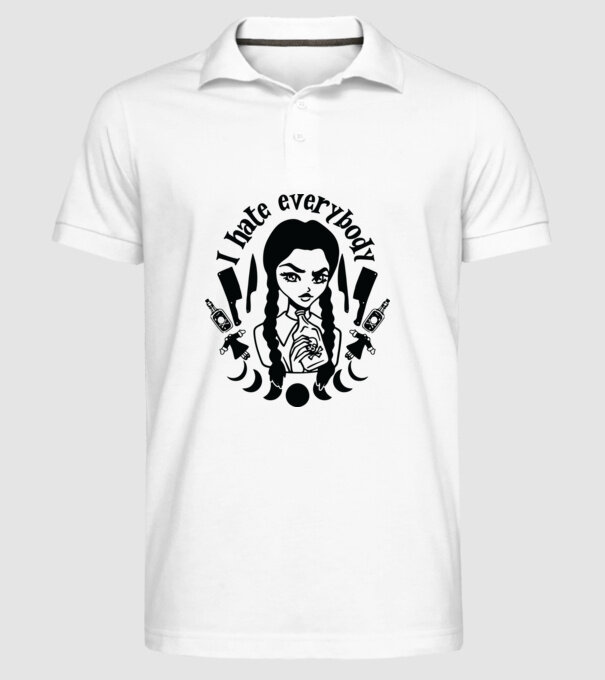  I hate everybody cartoon model alb pe tricou