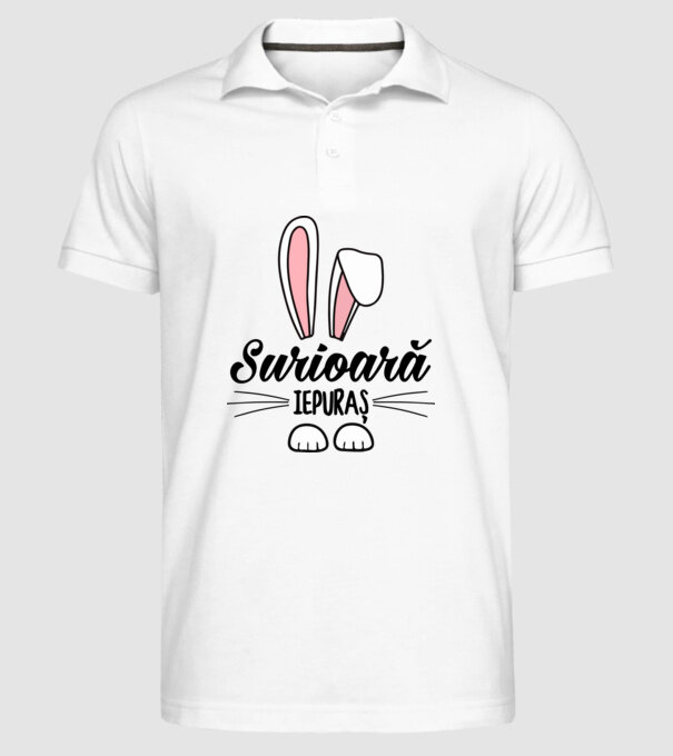Iepuraș surioară model alb pe tricou