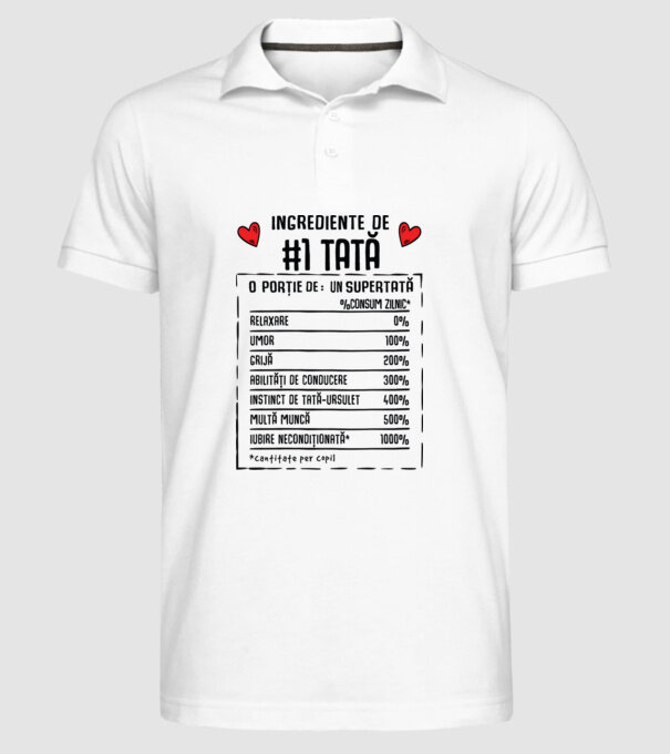 Ingrediente Tată model alb pe tricou