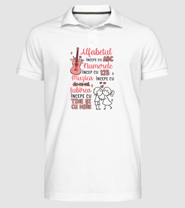Iubirea începe cu-tine și cu mine model alb pe tricou