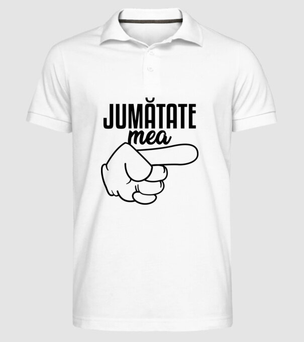 Jumătate a mea model alb pe tricou