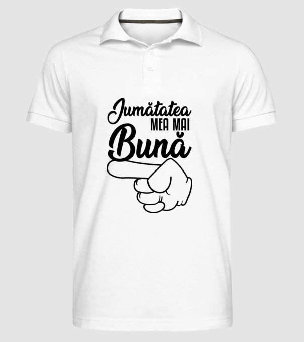 jumătatea mea mai bună model alb pe tricou