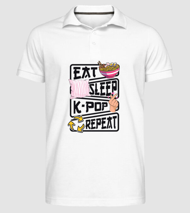 K-POP EAT SLEEP model alb pe tricou
