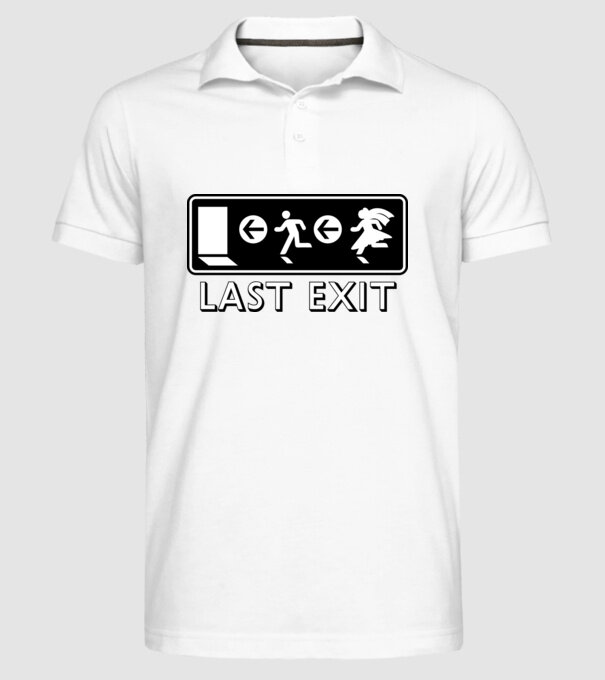 Last Exit model alb pe tricou