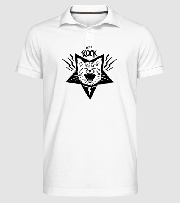 Let's Rock model alb pe tricou