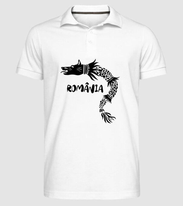 Lupul dacic negru model alb pe tricou