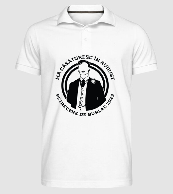 mă căsătoresc în august - petrecere de burlac model alb pe tricou