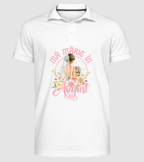 mă mărit - în august model alb pe tricou