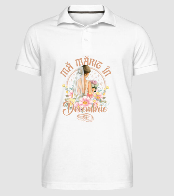 mă mărit - în decembrie model alb pe tricou